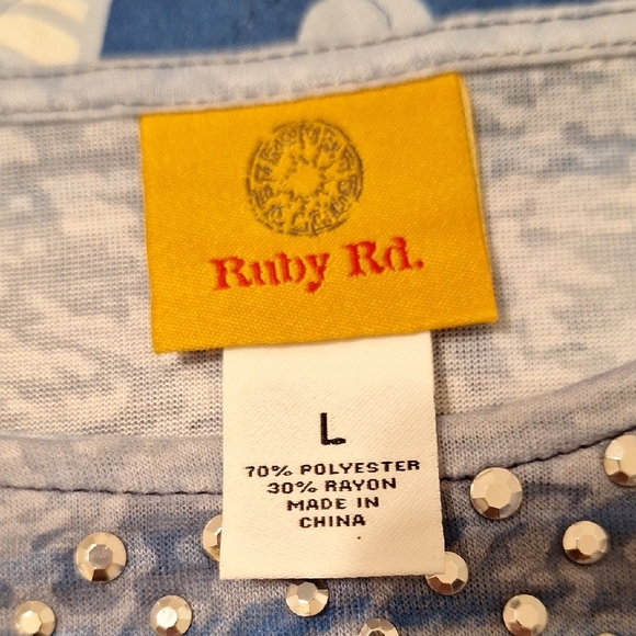 Ruby Rd. Blue and Gray Patterned Tunic - Picture 3 of 9